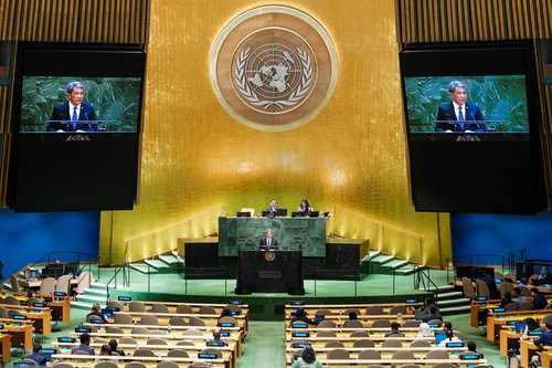 Malaysia's Foreign Affairs Minister Mohamad Hasan addresses the 80th United Nations General Assembly at U.N. headquarters in New York City, U.S., September 27, 2025. REUTERS/Eduardo Munoz