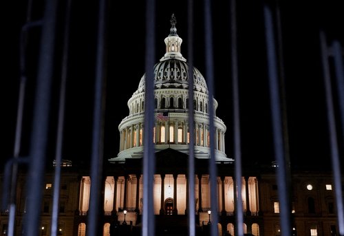 The U.S. Capitol, hours before a partial government shutdown is set to take effect, in Washington, D.C., U.S., September 30, 2025. REUTERS/Elizabeth Frantz TPX IMAGES OF THE DAY