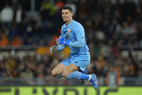 Soccer Football - UEFA Europa League - AS Roma v Lille - Stadio Olimpico, Rome, Italy - October 2, 2025 Lille's Berke Ozer REUTERS/Matteo Ciambelli