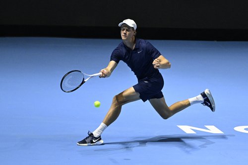 Tennis - Six Kings Slam - ANB Arena, Riyadh, Saudi Arabia - October 16, 2025 Italy's Jannik Sinner in action during his semi final match against Serbia's Novak Djokovic REUTERS/Stringer