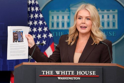 White House Press Secretary Karoline Leavitt holds