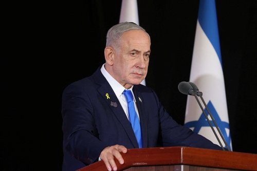 Israeli Prime Minister Benjamin Netanyahu participate in the state memorial ceremony for the fallen of the Iron Swords War on Mount Herzl