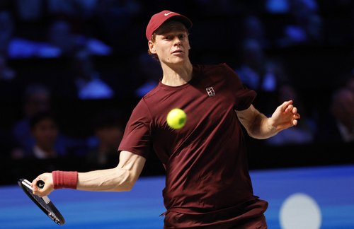 Tennis - ATP 500 - Vienna Open - Wiener Stadthalle, Vienna, Austria - October 26, 2025 Italy's Jannik Sinner in action during the final against Germany's Alexander Zverev REUTERS/Lisa Leutner