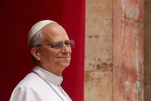 Pope Leo XIV leads Regina Caeli prayer from St Peter's Basilica, at the Vatican