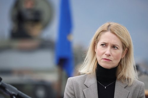 EU High Representative for Foreign Affairs and Security Policy Kaja Kallas addresses soldiers during a visit to the EUFOR Base (European Union Forces in Bosnia and Herzegovina) in Sarajevo, Bosnia and Herzegovina, November 3, 2025. REUTERS/Amel Emric