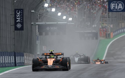 Formula One F1 - Sao Paulo Grand Prix - Autodromo Jose Carlos Pace, Sao Paulo, Brazil - November 8, 2025 McLaren's Lando Norris in action during the sprint race REUTERS/Ricardo Moraes