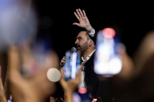 New York City mayor-elect Zohran Mamdani speaks at an event in San Juan