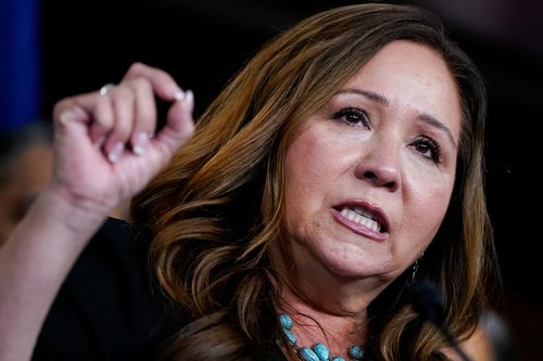 U.S. Representative Adelita Grijalva (D-AZ) speaks during a press conference, on Capitol Hill in Washington, D.C., U.S., November 12, 2025. REUTERS/Elizabeth Frantz