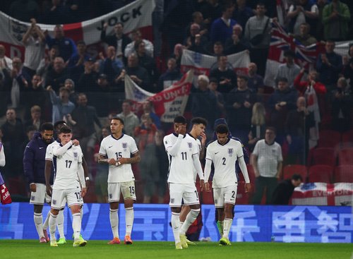 Soccer Football - World Cup - UEFA Qualifiers - Group K - Albania v England - Air Albania Stadium, Tirana, Albania - November 16, 2025 England's Marcus Rashford and teammates after the match REUTERS/Florion Goga