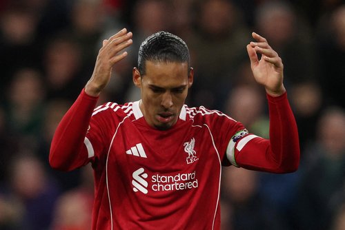 2025-11-22T170905Z_86803Soccer Football - Premier League - Liverpool v Nottingham Forest - Anfield, Liverpool, Britain - November 22, 2025 Liverpool's Virgil van Dijk reacts REUTERS/Phil Noble EDITORIAL U6251_UP1ELBM1ARQK1_RTRMADP_3_SOCCER-ENGLAND-LIV-NFO