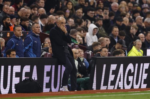 Soccer Football - UEFA Europa League - Aston Villa v Maccabi Tel Aviv - Villa Park, Birmingham, Britain - November 6, 2025 Maccabi Tel Aviv coach Zarko Lazetic looks on Action Images via Reuters/Andrew Couldridge