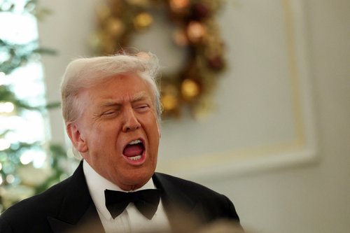 U.S. President Donald Trump attends the State Department Kennedy Center Honors Medal Presentation Dinner at the State Department in Washington, D.C., U.S., December 6, 2025. REUTERS/Kevin Lamarque