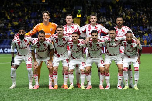 Soccer Football - UEFA Champions League - Kairat v Olympiacos - Astana Arena, Astana, Kazakhstan - December 9, 2025 Olympiacos players pose for a team group photo before the match REUTERS/Pavel Mikheyev