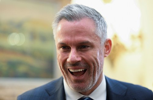 Former soccer player Jamie Carragher attends an International Men's Day reception at Downing Street in London, Britain, November 19, 2025. REUTERS/Jaimi Joy/Pool