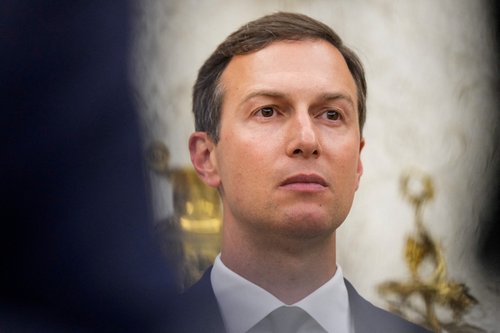 FILE PHOTO: Jared Kushner looks on during a swearing-in ceremony of Special Envoy Steve Witkoff in the Oval Office at the White House in Washington, D.C., U.S., May 6, 2025. REUTERS/Kent Nishimura/File Photo