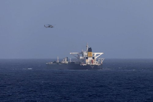 A U.S. military helicopter flies over the Panama-flagged Centuries, which was intercepted by the U.S. Coast GuardDHS/Handout via REUTERS THIS IMAGE HAS BEEN SUPPLIED BY A THIRD PARTY