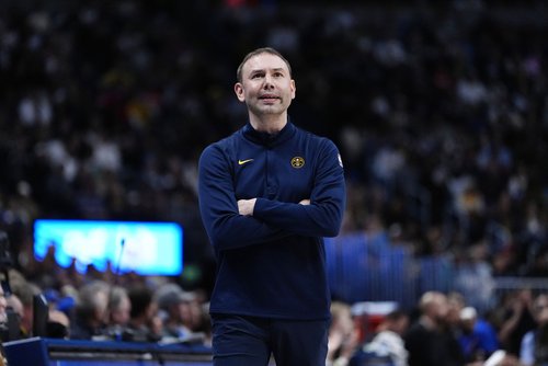 Dec 15, 2025; Denver, Colorado, USA; Denver Nuggets head coach David Adelman during the game against the Houston Rockets at Ball Arena. Mandatory Credit: Ron Chenoy-Imagn Images