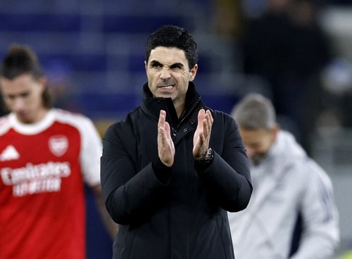 Soccer Football - Premier League - Everton v Arsenal - Hill Dickinson Stadium, Liverpool, Britain - December 20, 2025 Arsenal manager Mikel Arteta celebrates after the match Action Images via Reuters/Jason Cairnduff EDITORIAL USE ONLY. NO USE WITH UNAUTHO