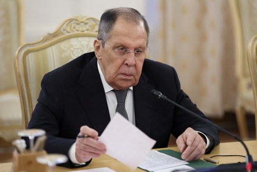 Russian Foreign Minister Sergei Lavrov attends a meeting with his Iranian counterpart Abbas Araqchi in Moscow, Russia, December 17, 2025. REUTERS/Ramil Sitdikov/Pool