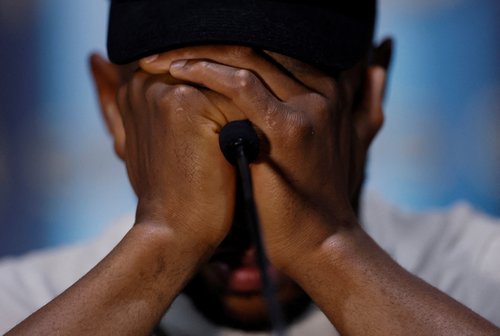 FILE PHOTO: Boxing - Oleksandr Usyk v Anthony Joshua - WBA, WBO and IBF heavyweight world title - Press Conference - King Abdullah Sports City Arena, Jeddah, Saudi Arabia - August 21, 2022 Anthony Joshua during the press conference Action Images via Reut