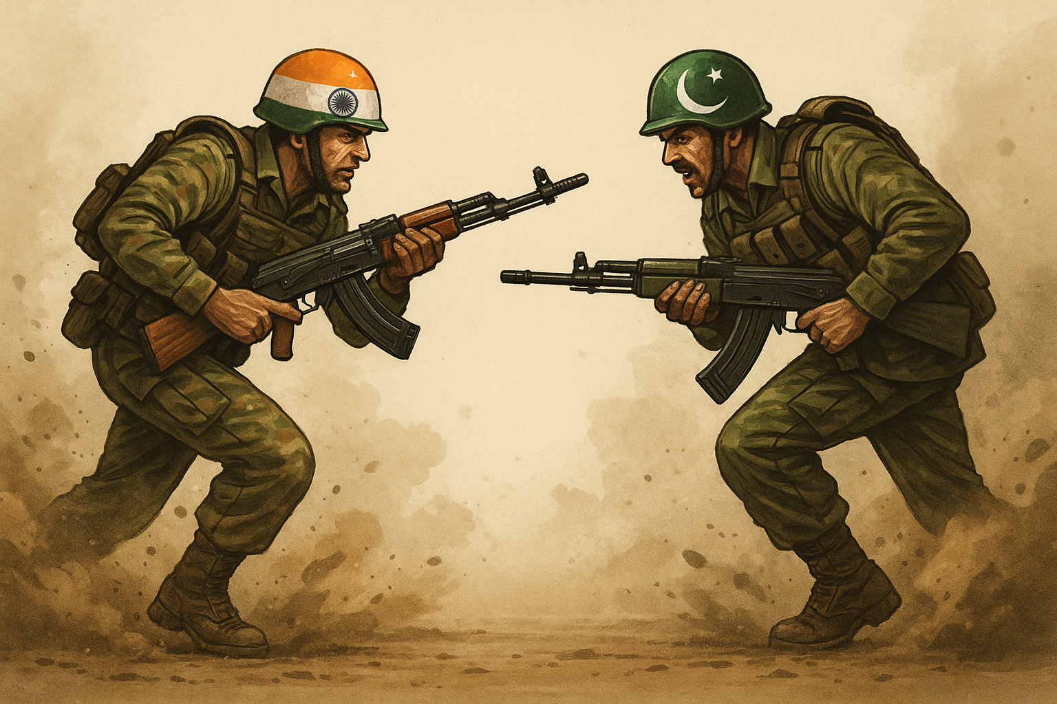 Ilustracija kopnenih snaga Indije i Pakistana