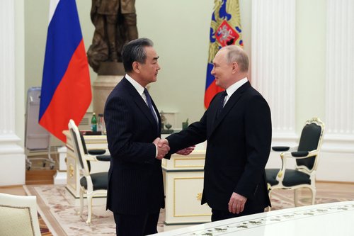 Russia's President Vladimir Putin meets with China's top diplomat Wang Yi in Moscow