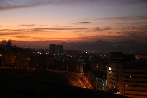 A general view of Tehran after several explosions were heard, in Tehran