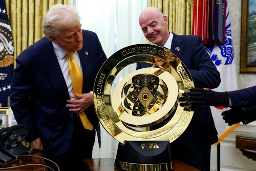 U.S. President Donald Trump and FIFA President Gianni Infantino in the Oval Office of the White House in Washington