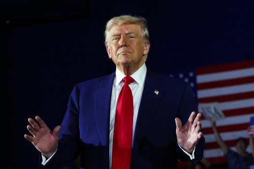 U.S. President Donald Trump holds a rally to celebrate his first 100 days in office