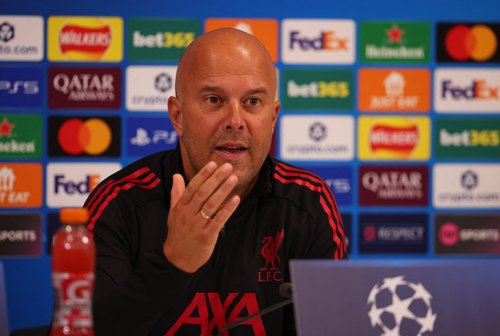 Soccer Football - UEFA Champions League - Liverpool Press Conference - Anfield, Liverpool, Britain - September 16, 2025 Liverpool manager Arne Slot during the press conference Action Images via Reuters/Craig Brough