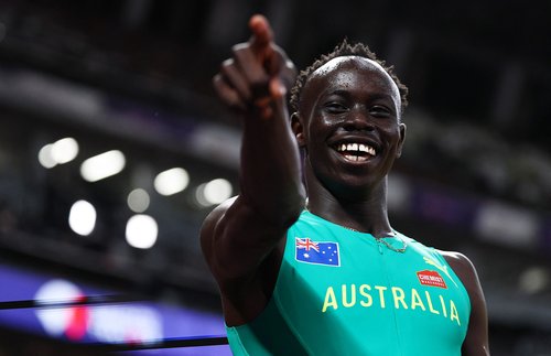 World Athletics Championships Tokyo 2025 - Men's 200m Semi-Final - Japan National Stadium, Tokyo, Japan - September 18, 2025 Australia's Gout Gout reacts after finishing fourth place in his semi final REUTERS/Sarah Meyssonnier