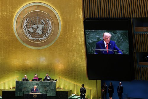 U.S. President Donald Trump addresses the 80th United Nations General Assembly at U.N. headquarters in New York City, U.S., September 23, 2025. REUTERS/MIKE SEGAR