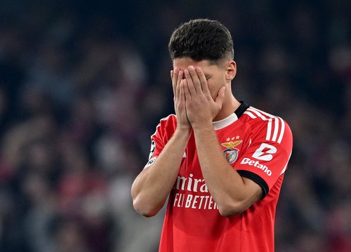 Soccer Football - UEFA Champions League - Chelsea v Benfica - Stamford Bridge, London, Britain - September 30, 2025 Benfica's Georgiy Sudakov reacts before the match REUTERS/Jaimi Joy