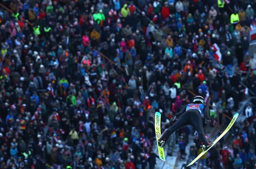 Ski Jumping - Four Hills Tournament - Innsbruck, Austria - January 4, 2026 Japan's Ren Nikaido in action during the first round REUTERS/Kai Pfaffenbach