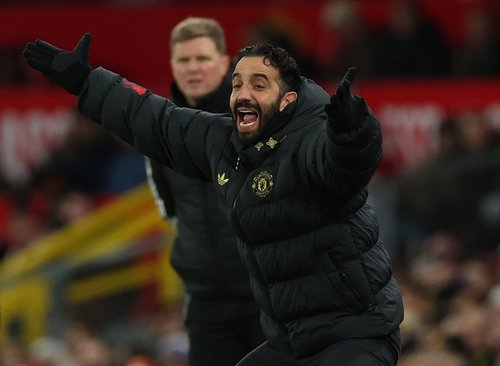 Soccer Football - Premier League - Manchester United v Newcastle United - Old Trafford, Manchester, Britain - December 26, 2025 Manchester United manager Ruben Amorim reacts REUTERS/Phil Noble EDITORIAL USE ONLY. NO USE WITH UNAUTHORIZED AUDIO, VIDEO, DAT