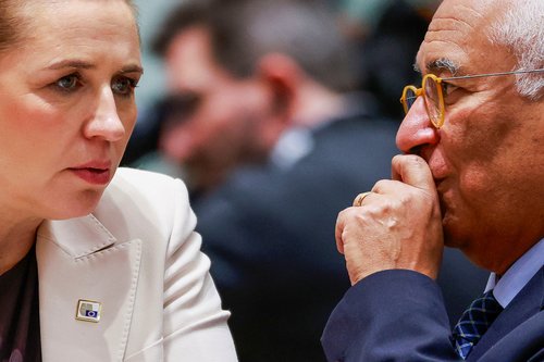 Belgium's Prime Minister Bart De Wever speaks with Denmark's Prime Minister Mette Frederiksen REUTERS/Stephanie Lecocq