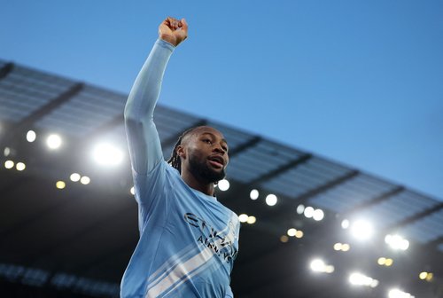 Soccer Football - FA Cup - Third Round - Manchester City v Exeter City - Etihad Stadium, Manchester, Britain - January 10, 2026 Manchester City's Antoine Semenyo celebrates scoring their sixth goal Action Images via Reuters/Andrew Boyers