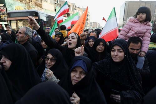 Iranians attend a pro-government rally in Tehran, Iran, January 12, 2026. Stringer/WANA (West Asia News Agency) via REUTERS ATTENTION EDITORS - THIS PICTURE WAS PROVIDED BY A THIRD PARTY
