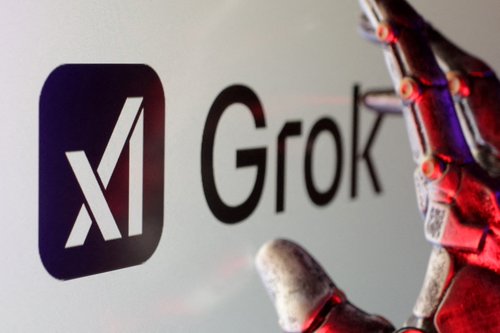 FILE PHOTO: xAI and Grok logos are seen in this illustration created on February 16, 2025. REUTERS/Dado Ruvic/Illustration/File Photo