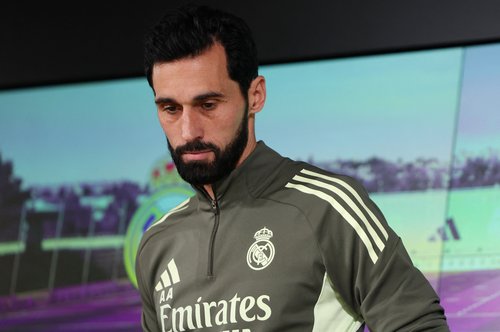 Soccer Football - Copa del Rey - Round of 16 - Real Madrid Press Conference - Ciudad Real Madrid, Madrid, Spain - January 13, 2026 Real Madrid coach Alvaro Arbeloa during the press conference REUTERS/Susana Vera