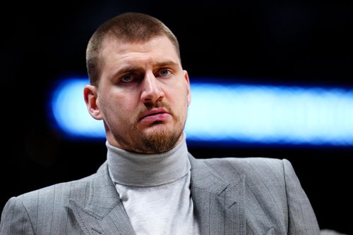 Jan 9, 2026; Denver, Colorado, USA; Denver Nuggets center Nikola Jokic (15) during the second quarter against the Atlanta Hawks at Ball Arena. Mandatory Credit: Ron Chenoy-Imagn Images