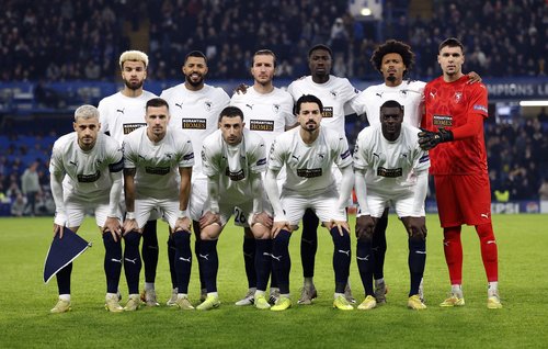 Soccer Football - UEFA Champions League - Chelsea v Pafos - Stamford Bridge, London, Britain - January 21, 2026 Pafos players pose for a team group photo before the match Action Images via Reuters/Peter Cziborra
