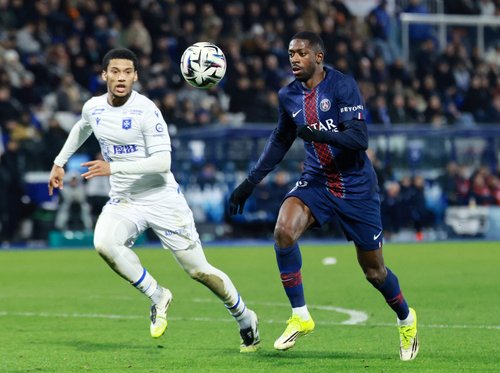 Soccer Football - Ligue 1 - AJ Auxerre v Paris St Germain - Stade de l'Abbe-Deschamps, Auxerre, France - January 23, 2026 Paris St Germain's Ousmane Dembele in action REUTERS/Stephanie Lecocq