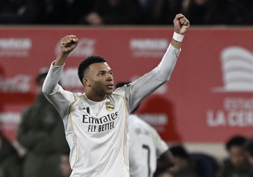 Soccer Football - LaLiga - Villarreal v Real Madrid - Estadio de la Ceramica, Villarreal, Spain - January 24, 2026 Real Madrid's Kylian Mbappe celebrates scoring their second goal REUTERS/Pablo Morano