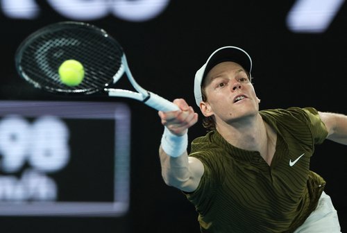 Tennis - Australian Open - Melbourne Park, Melbourne, Australia - January 30, 2026 Italy's Jannik Sinner in action during his semi final match against Serbia's Novak Djokovic REUTERS/Edgar Su