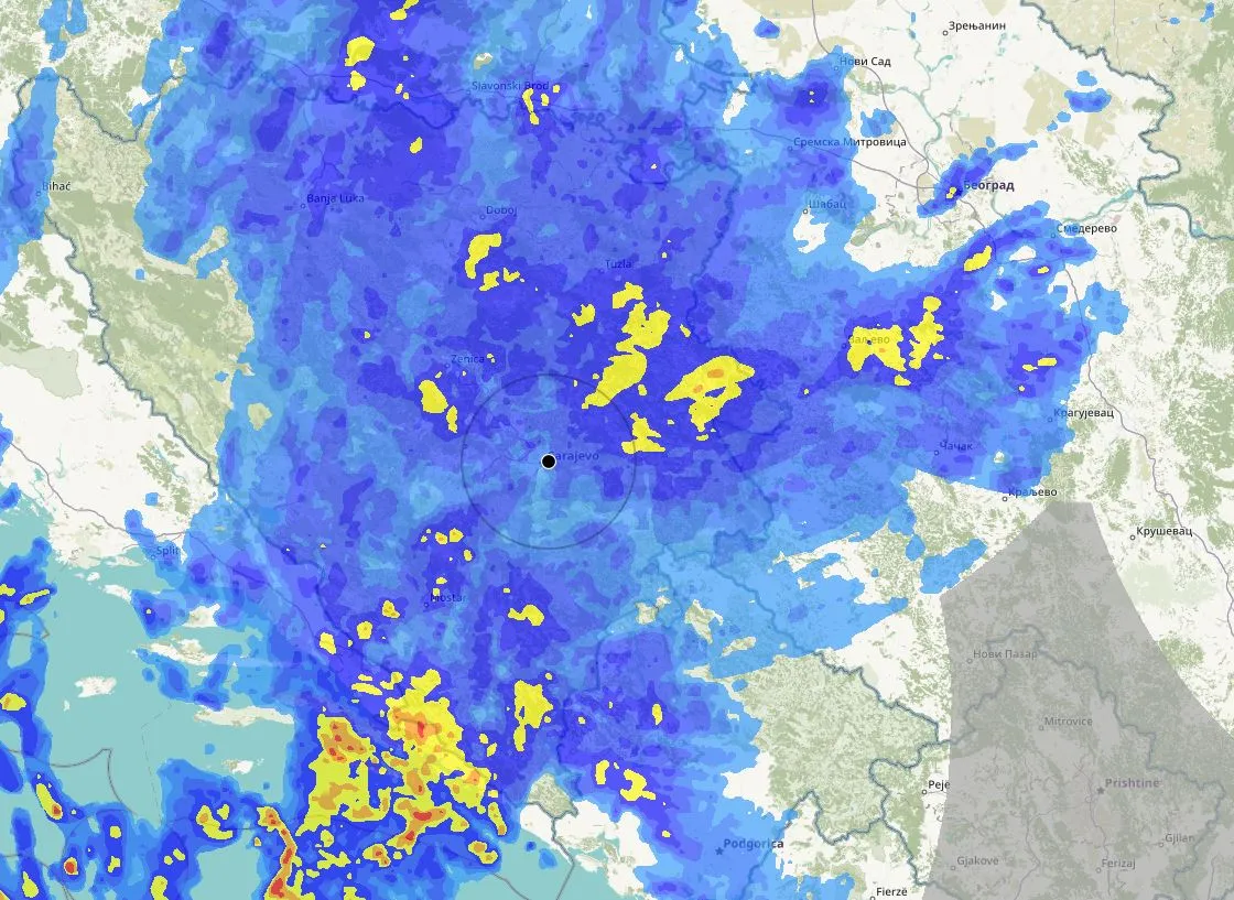 U BiH oblačno s kišom, upozorenje na jak vjetar i obilne padavine