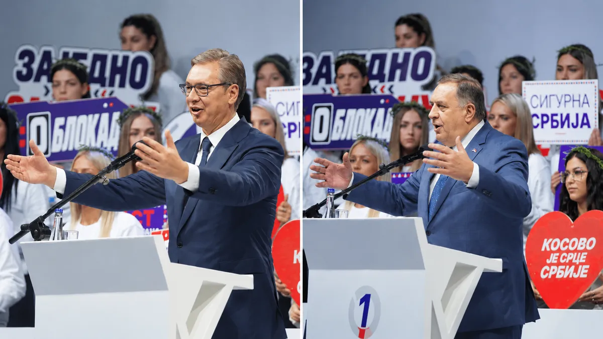 Vučić i Dodik razmjenjivali hvalospjeve na skupu u Nišu, građani lupali u šerpe: “Volimo Republiku Srpsku”