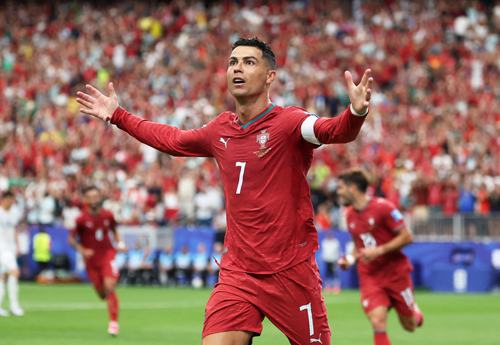 Soccer Football - FIFA World Cup 2026 - Group K - Portugal v Uzbekistan - Houston Stadium, Houston, Texas, U.S. - June 23, 2026 Portugal's Cristiano Ronaldo celebrates scoring their third goal IMAGN IMAGES via Reuters/Troy Taormina TPX IMAGES OF THE D