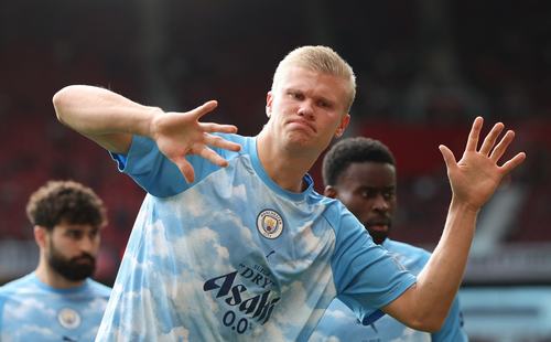 Soccer Football - Premier League - Manchester United v Manchester City - Old Trafford, Manchester, Britain - September 13, 2026 Manchester City's Erling Haaland during the warm up before the match REUTERS/Scott Heppell EDITORIAL USE ONLY. NO USE WITH UNAU