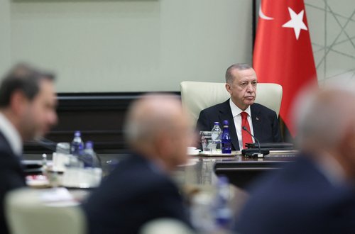 Turkish President Erdogan chairs a cabinet meeting in Ankara
